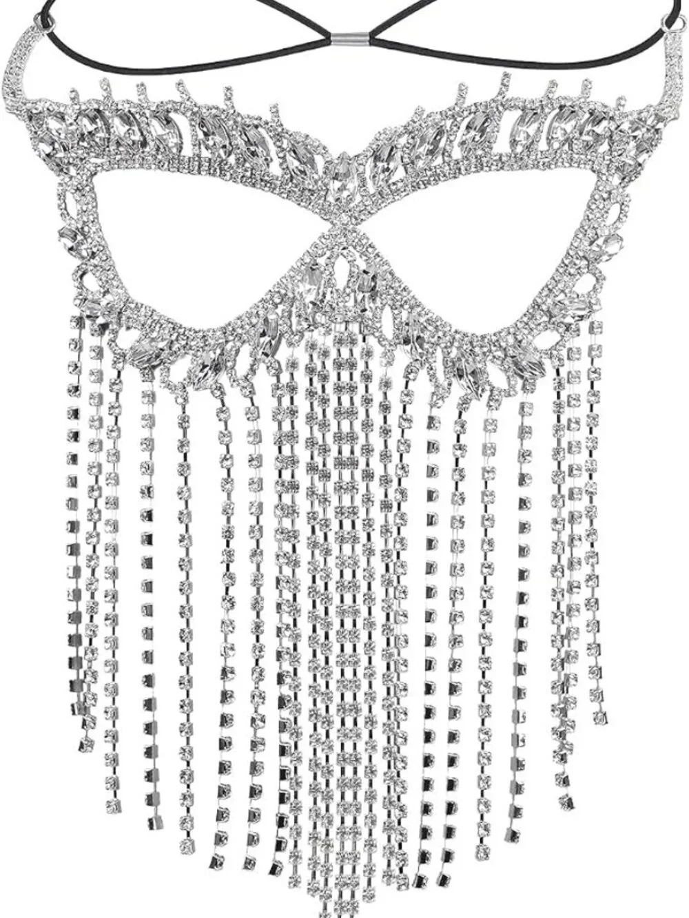 Women's Rhinestone Tassel Veil Face Mask